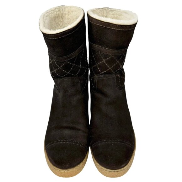 CHANEL Vintage CC Mark Logo Mid Calf Boots #39.5 Stitch Dark Brown [103867] - Picture 3 of 10